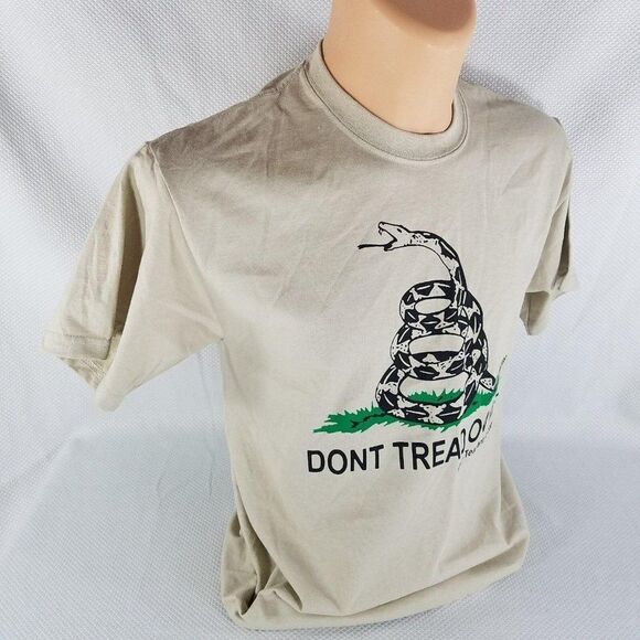 Tea Party Shirt Dont Tread On Me Political Tan Beige Tshirt M - Picture 3 of 6